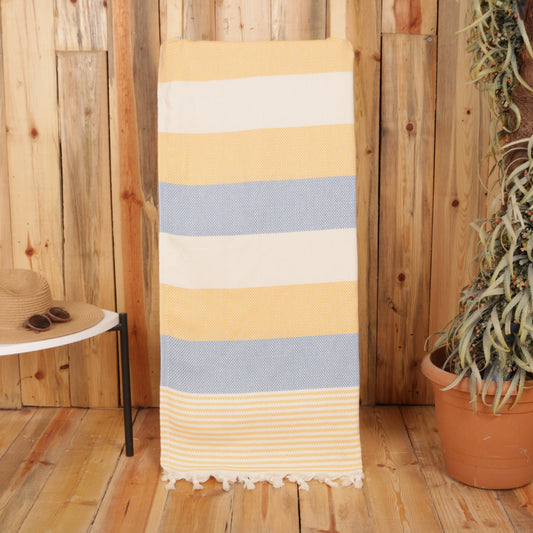 Blue Mustard Convertible Turkish Towel Beach Bag