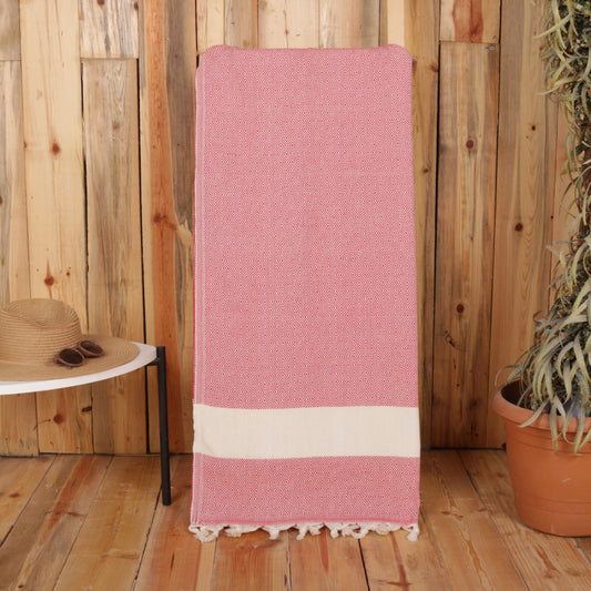 Red Convertible Turkish Towel Beach Bag