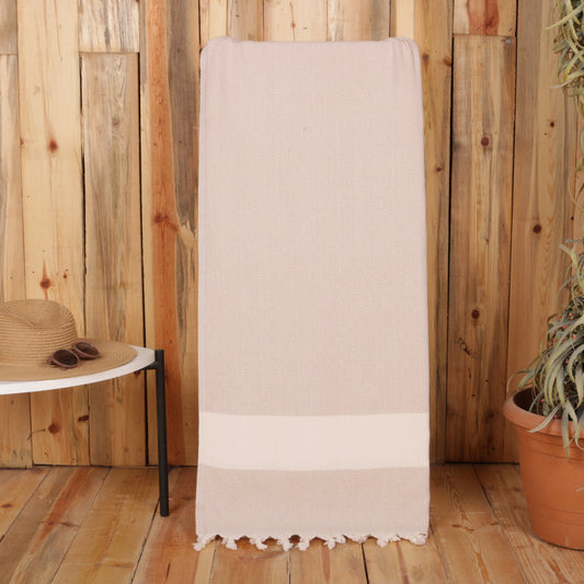 Beige Convertible Turkish Towel Beach Bag