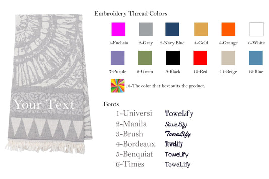 Embroidered Mandala Turkish Towel: Boho Beach Hammam Towel