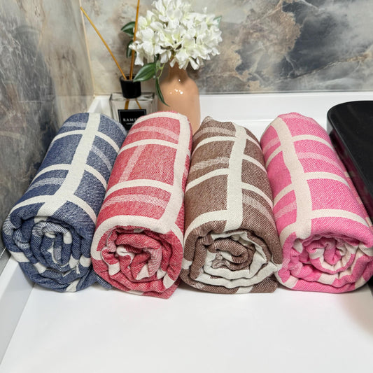 Personalized Turkish Cotton Beach Towel: Custom Embroidery Gift