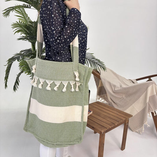 Olive Grove Convertible Turkish Towel Beach Bag