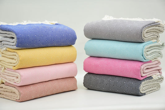 Türkische Decke, Decke, Überwurf, Marineblau, Gelb, Pink, Taba, Grau, Mint, Fuchsia, Schwarze Diamantdecken Bettdecke Bio-Baumwollhandtücher Iso-Nfs-Pk