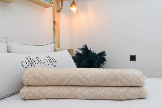 Hellbraune Stranddecke, türkische Decke, 260x270cm-102x106 Zoll, Couchdecke, Überwurfdecke, Geschenkdecke Bll-DzBrk-Pk