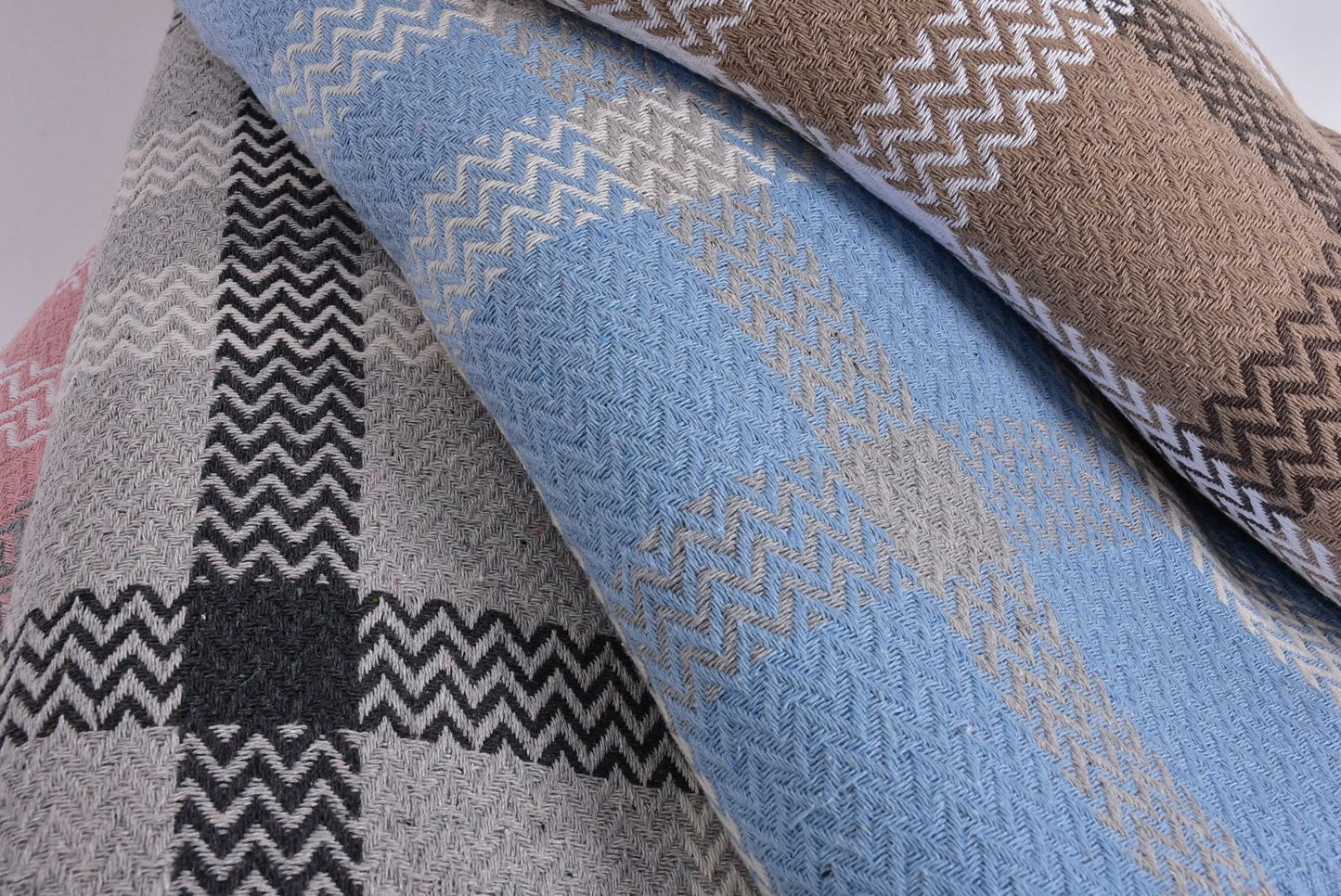 Turkish Throw Blanket Striped Bedspread Beige, 79x91 Inches