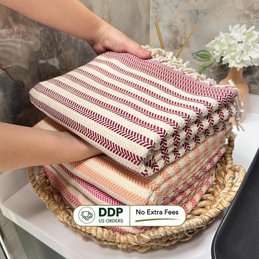Handwoven Turkish Cotton Towel Hand Size and Beach/Bath Size: Personalized Embroidery Gift.