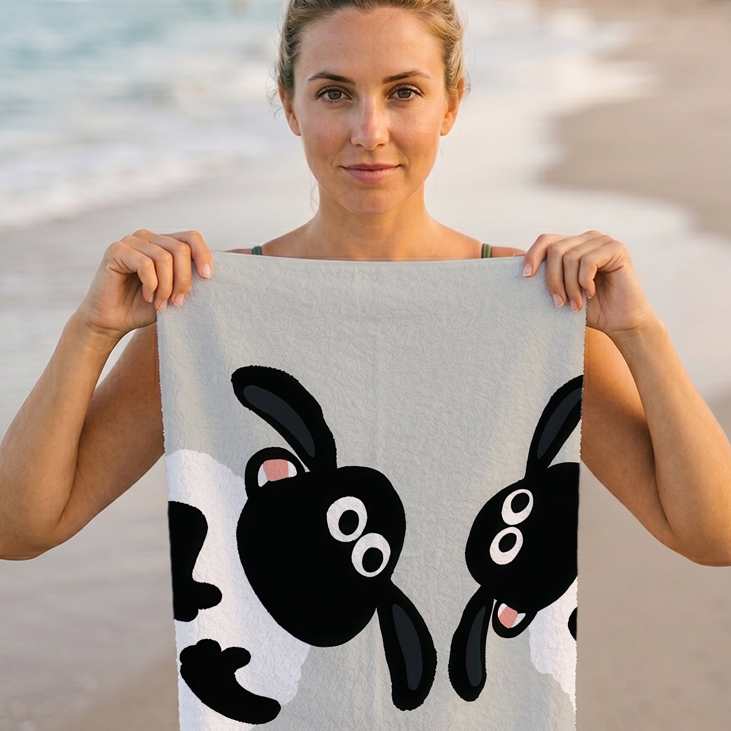 Playful Sheep Pattern Printed Towel