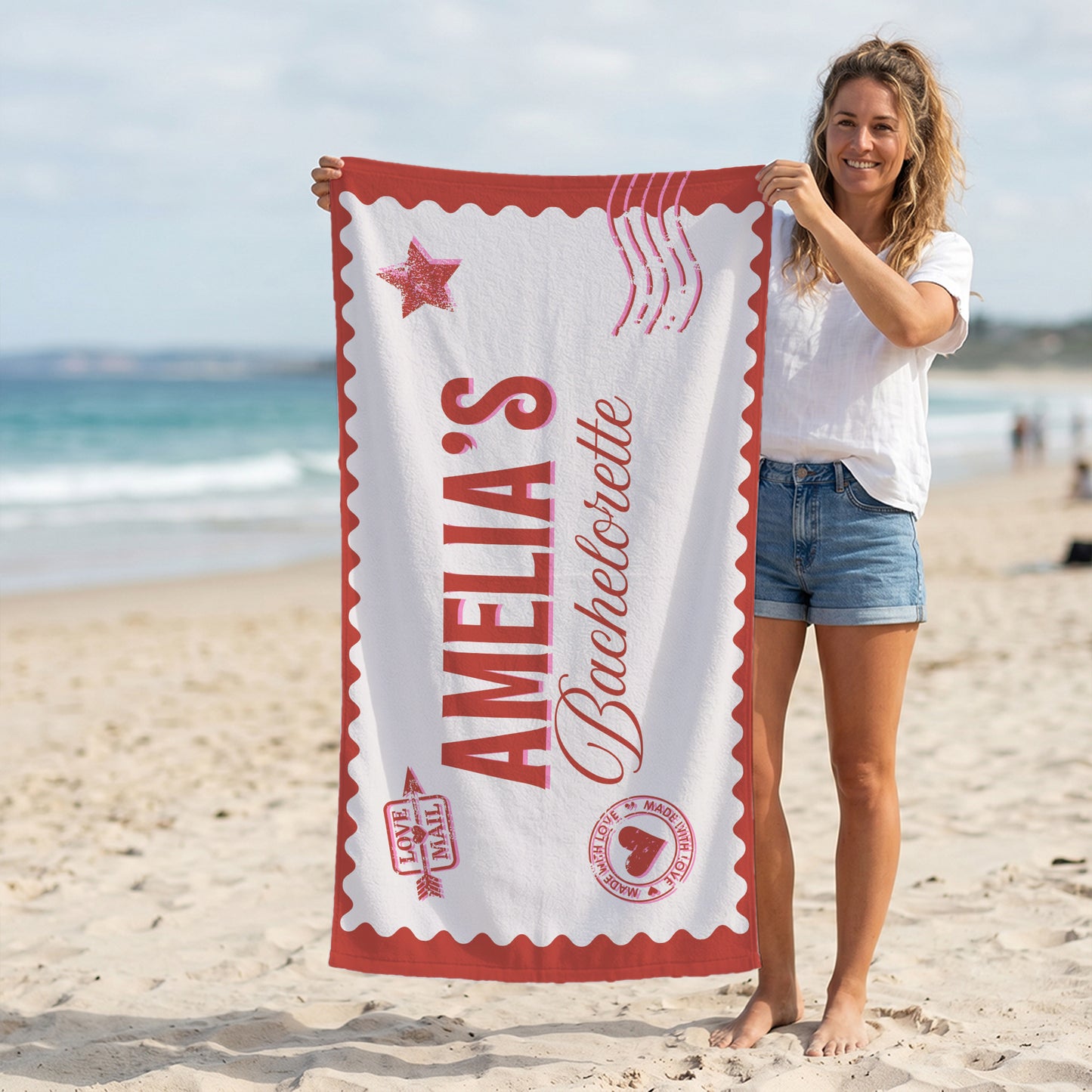 Amelia Bachelorette Postcard Printed Towel