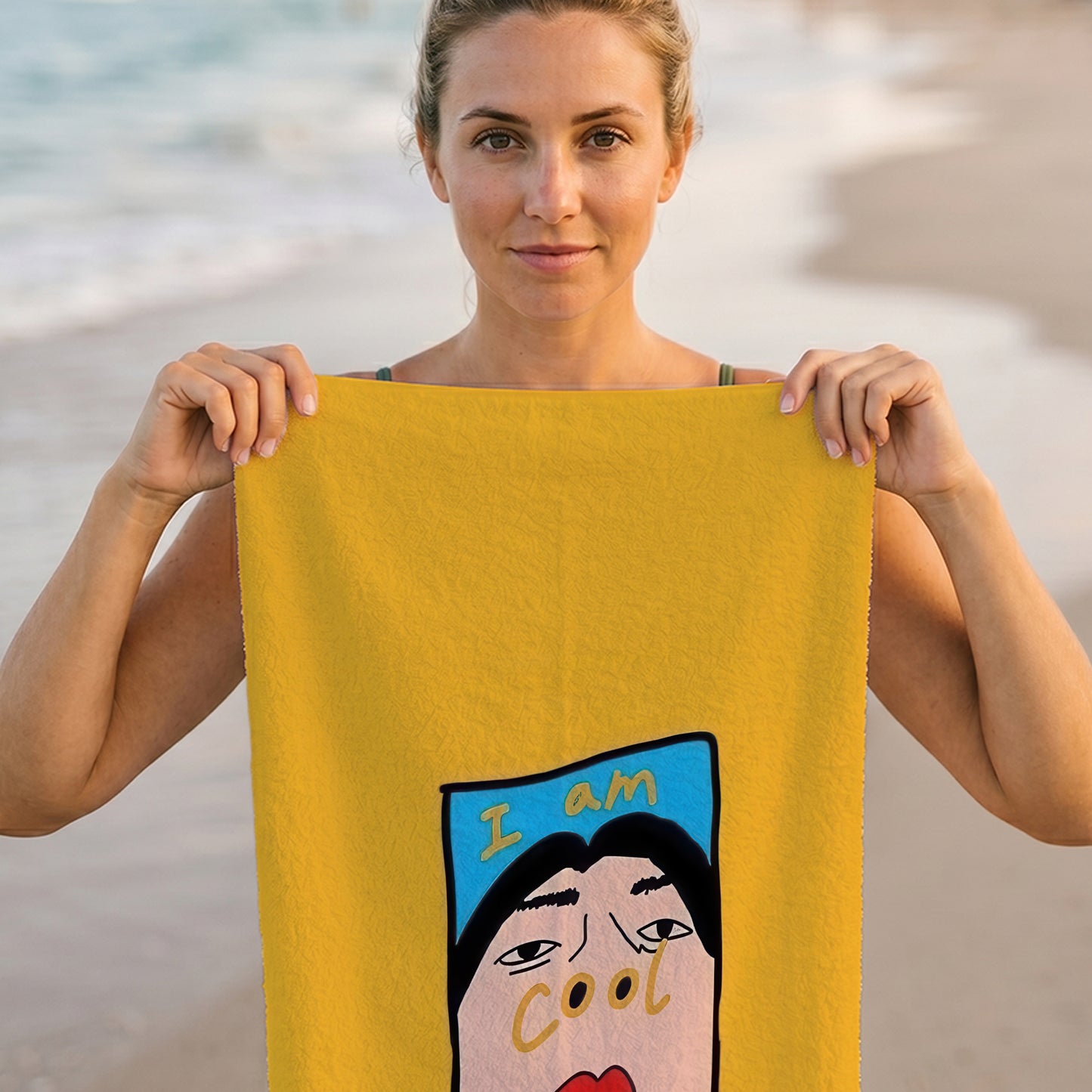 Yellow Selfie Portrait Printed Towel