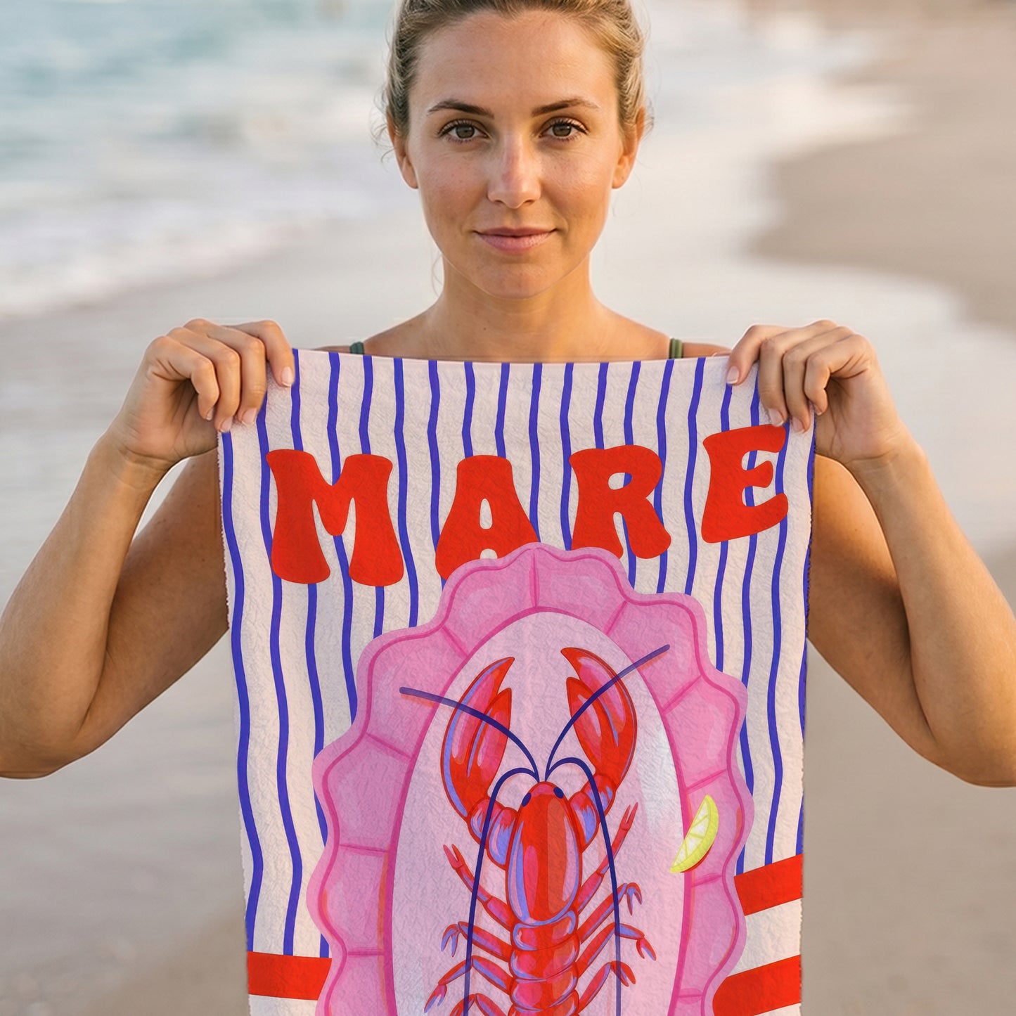 Mare Lobster Stripe Printed Towel