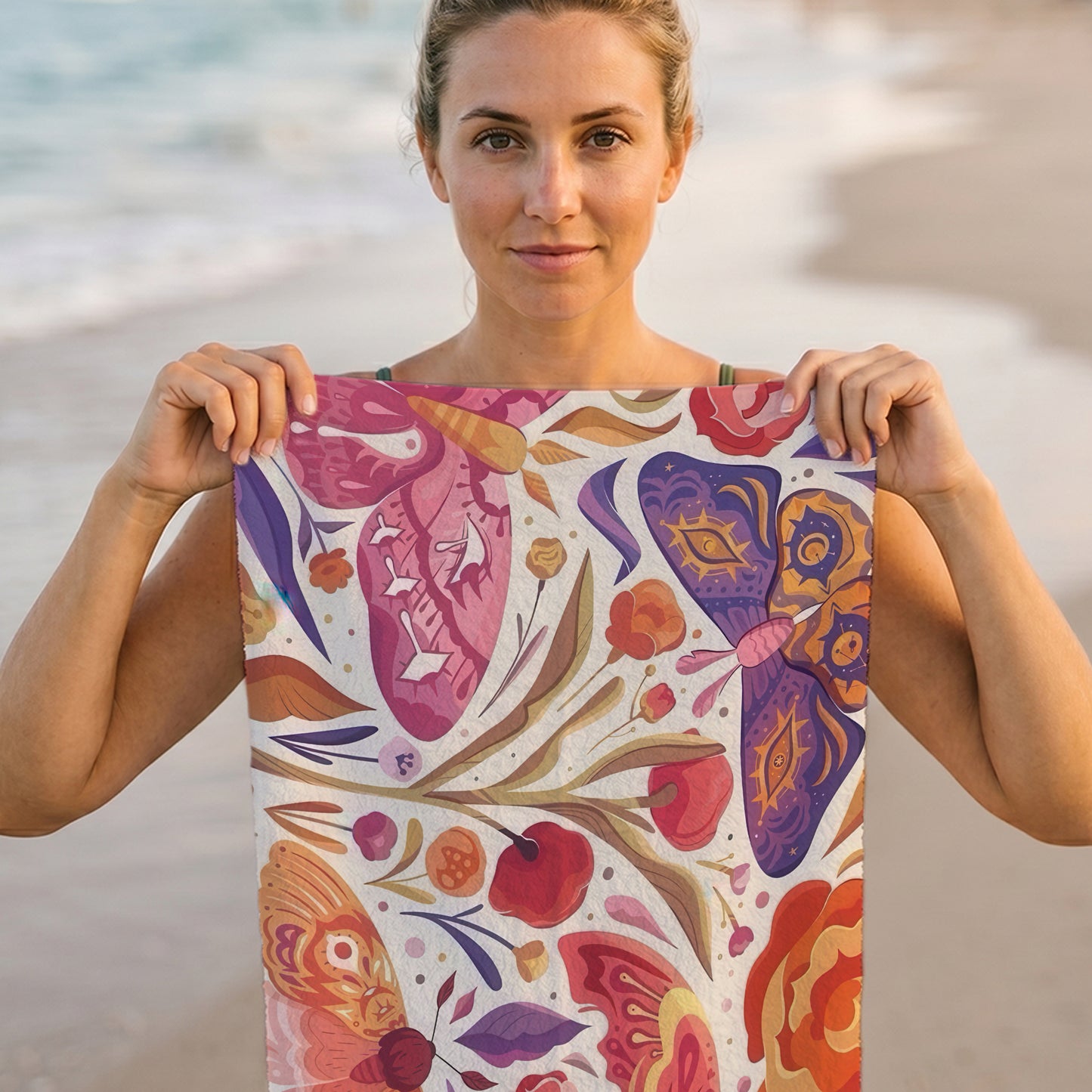 Colorful Butterfly Garden Printed Towel