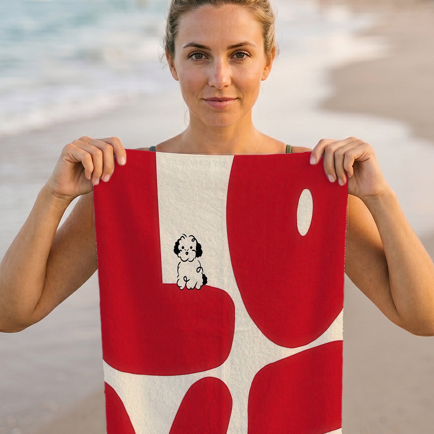 Red Love Graphic Printed Towel