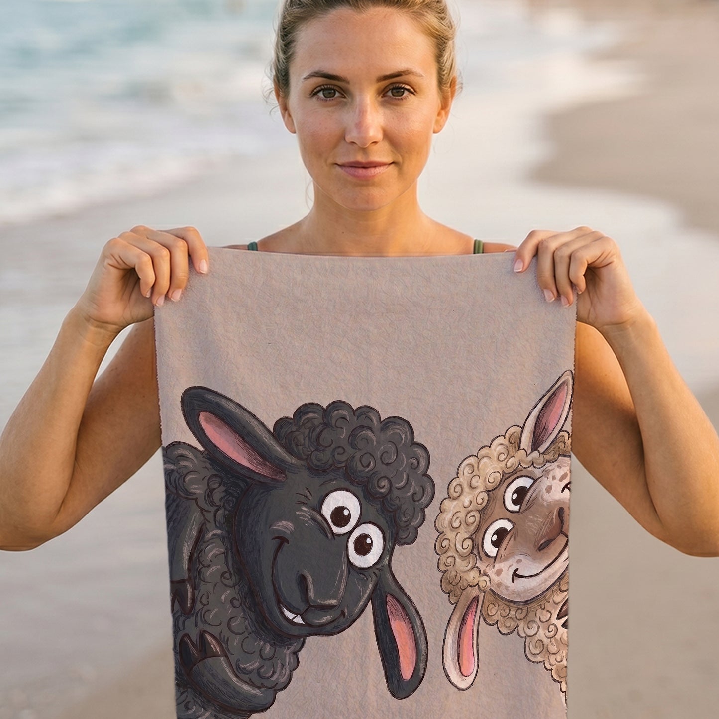 Funny Sheep Friends Printed Towel