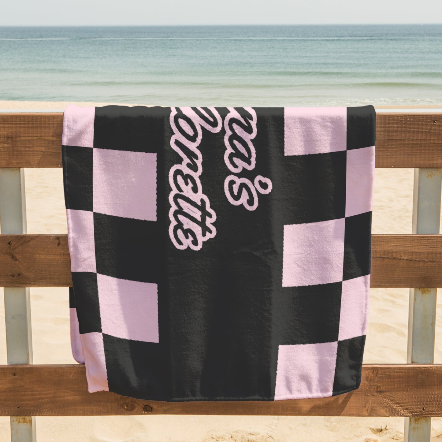 Custom Bachelorette Checkerboard Printed Towel