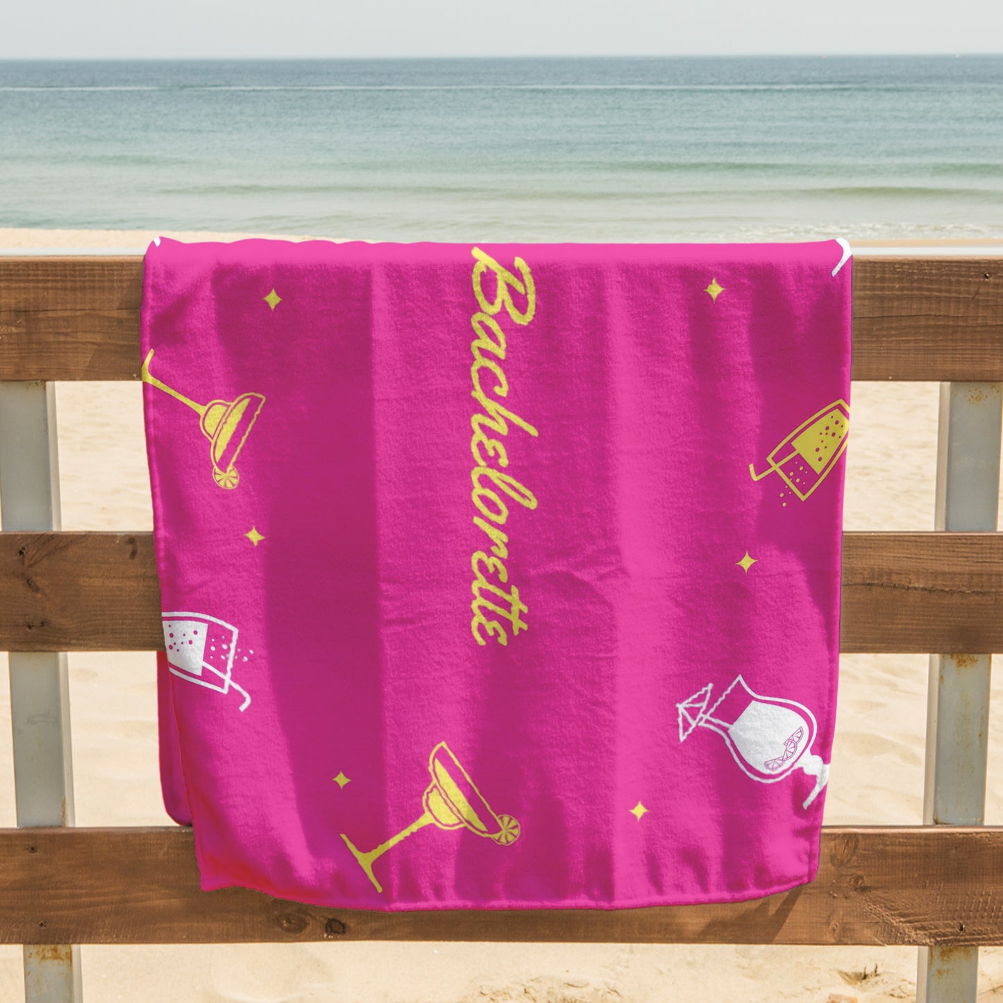 Pink Bachelorette Party Icons Printed Towel