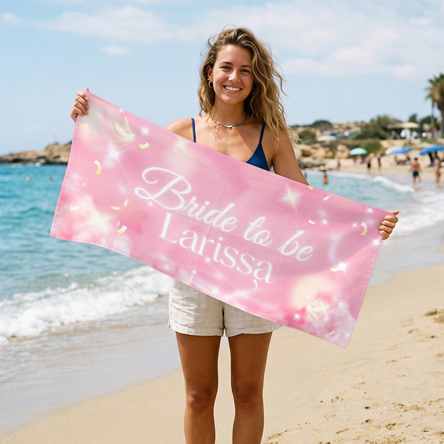 Bride To Be Pink Sky Printed Towel