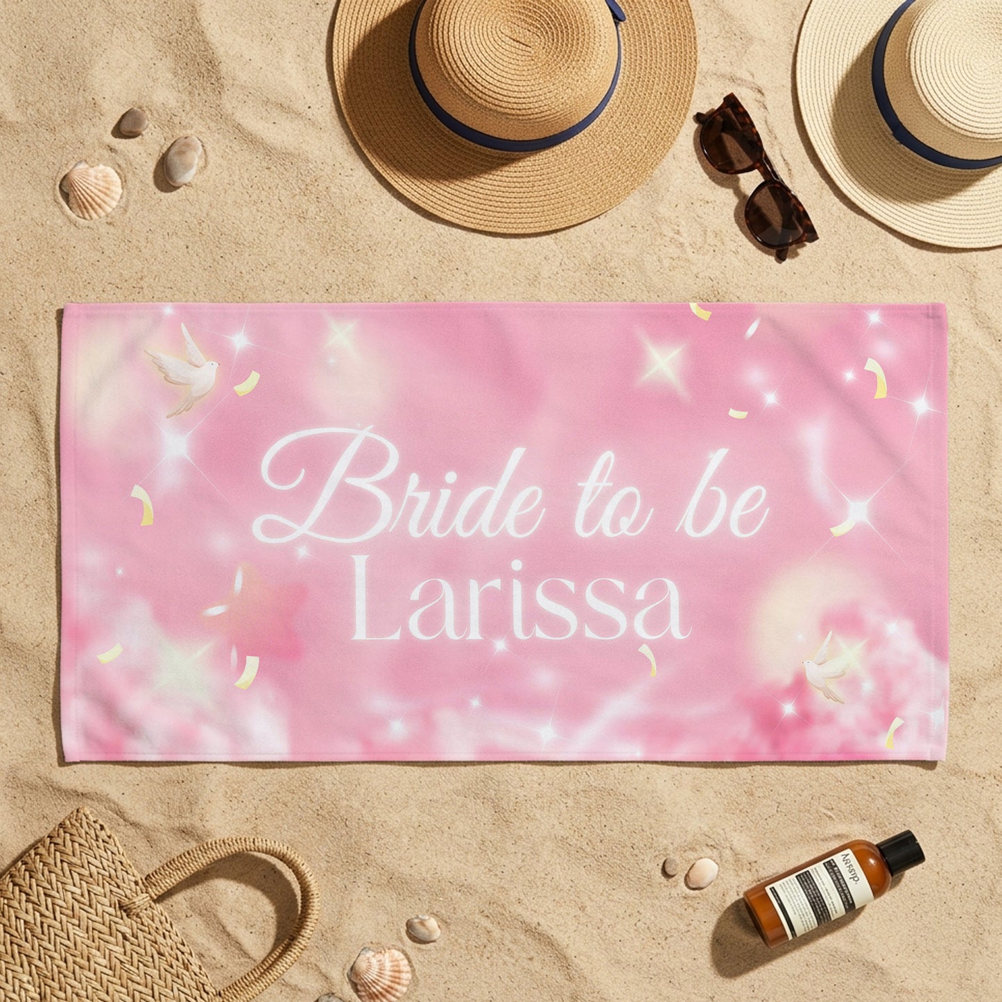 Bride To Be Pink Sky Printed Towel