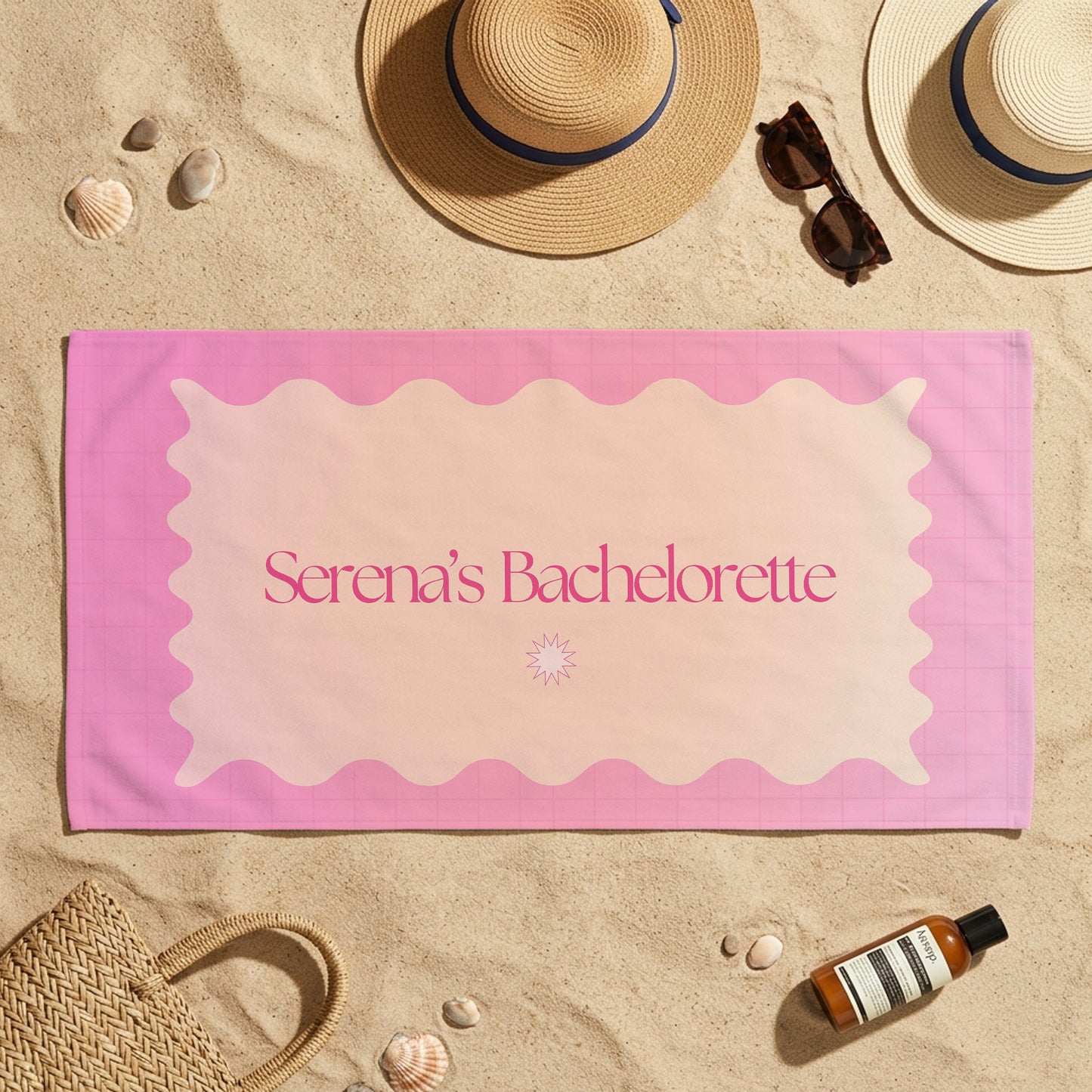 Serena Bachelorette Pink Frame Printed Towel