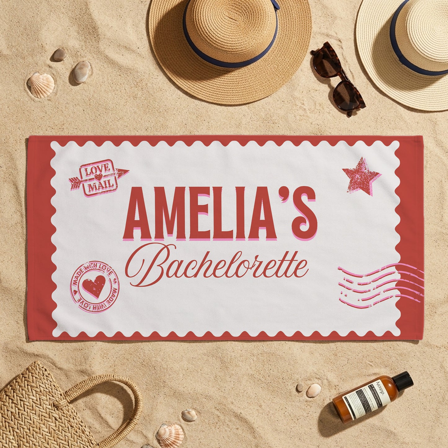 Amelia Bachelorette Postcard Printed Towel