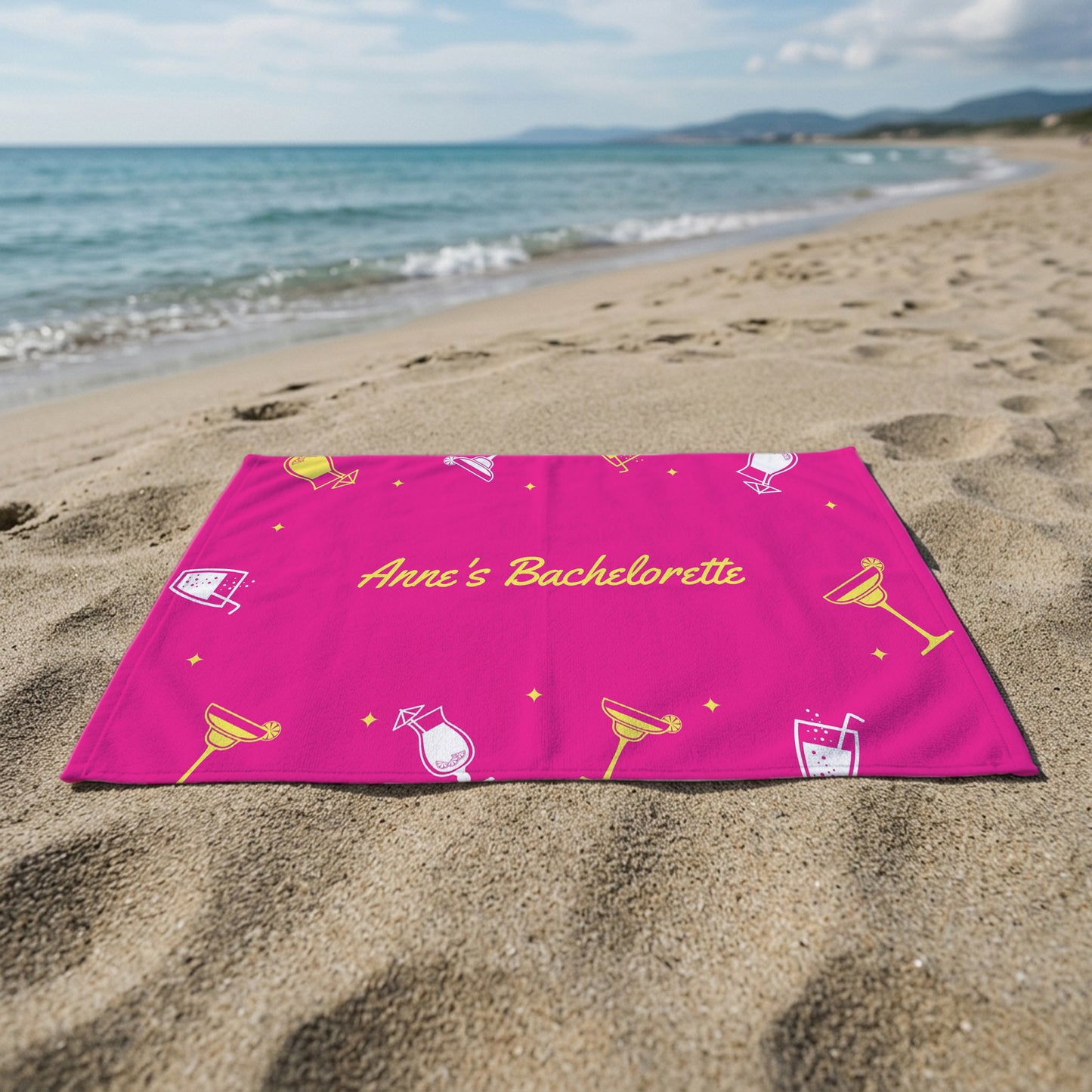 Pink Bachelorette Party Icons Printed Towel