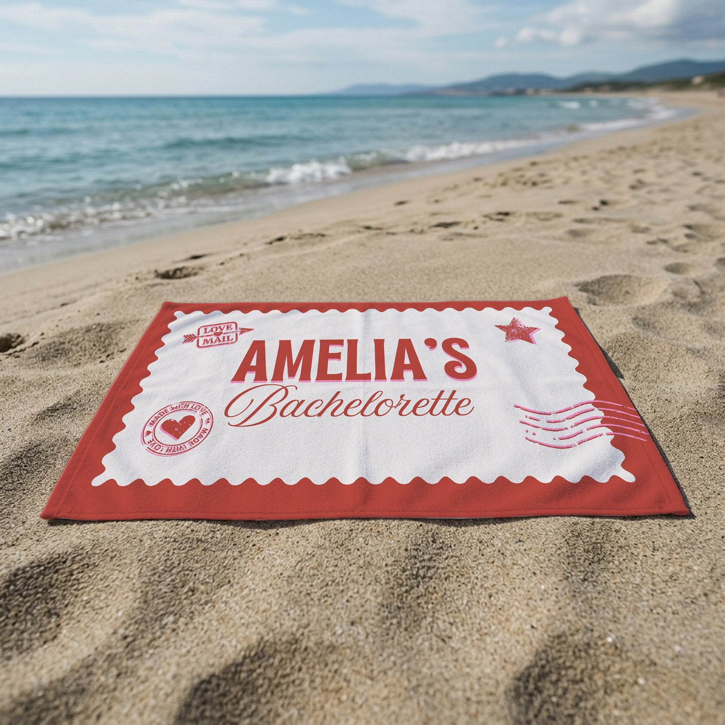 Amelia Bachelorette Postcard Printed Towel