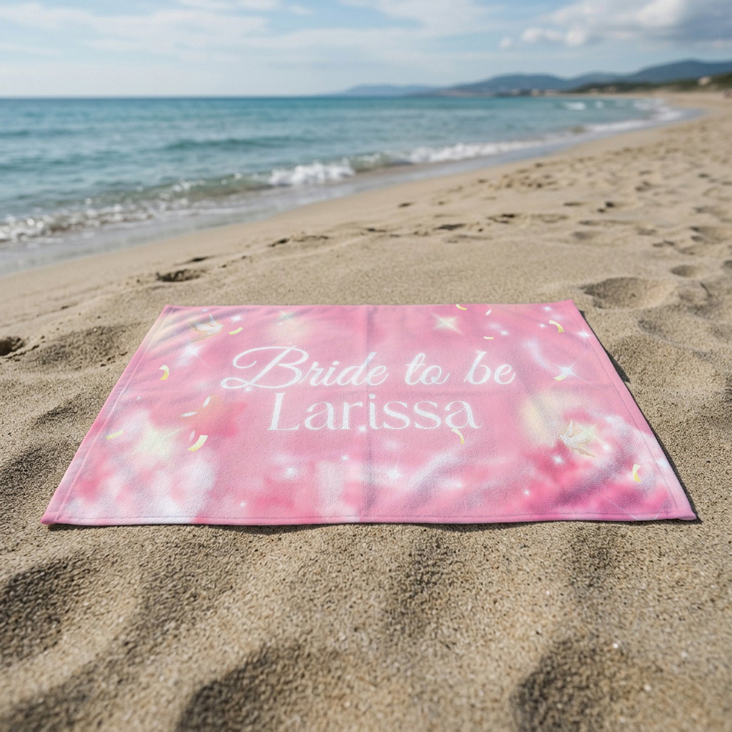Bride To Be Pink Sky Printed Towel