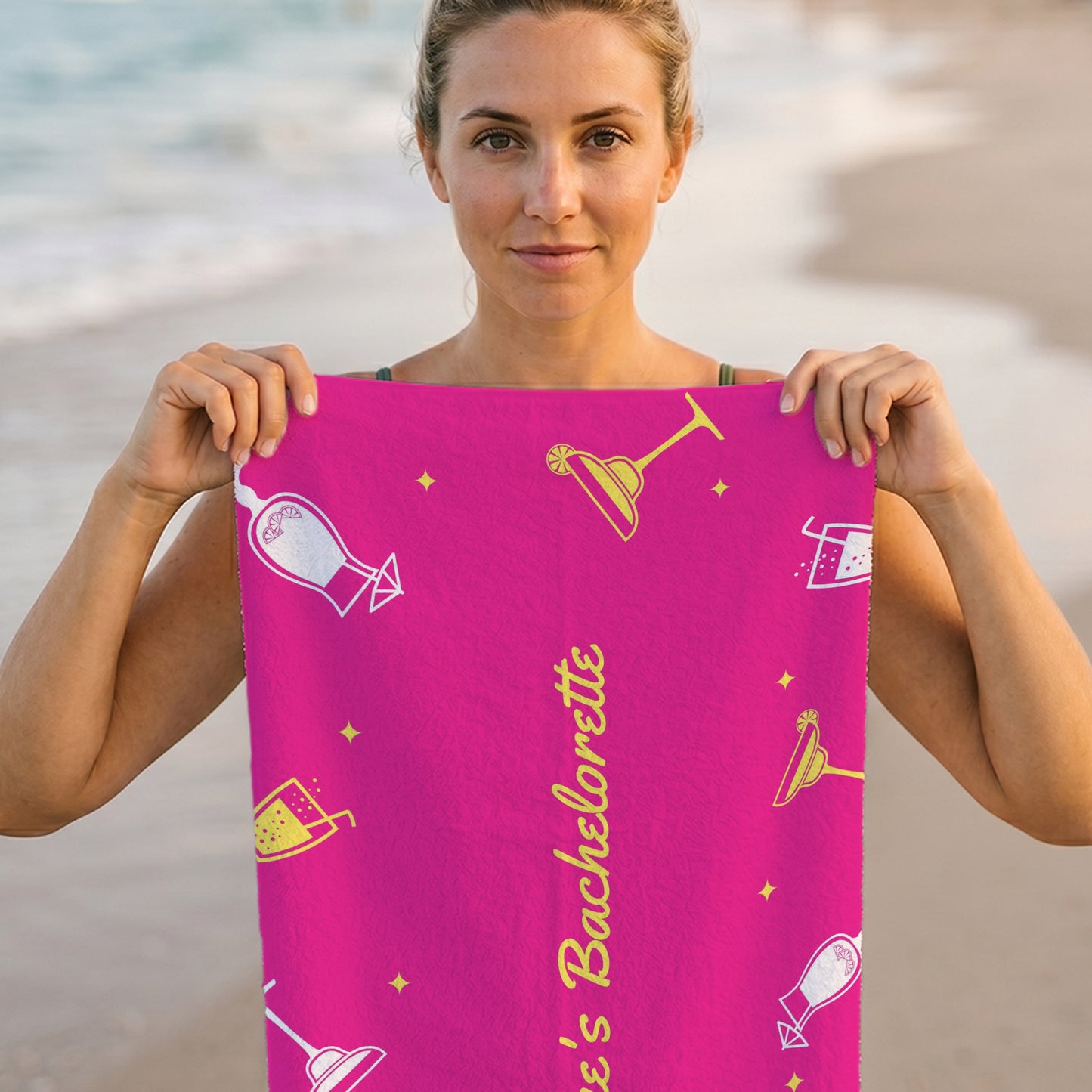 Pink Bachelorette Party Icons Printed Towel