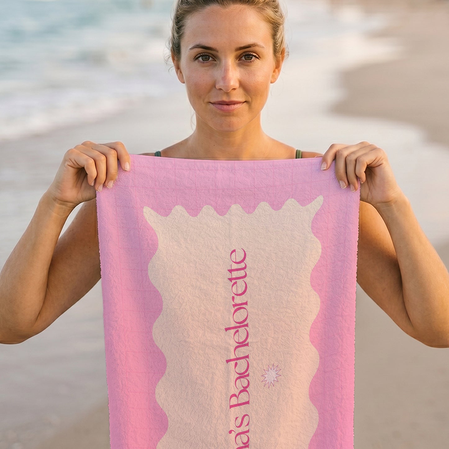 Serena Bachelorette Pink Frame Printed Towel