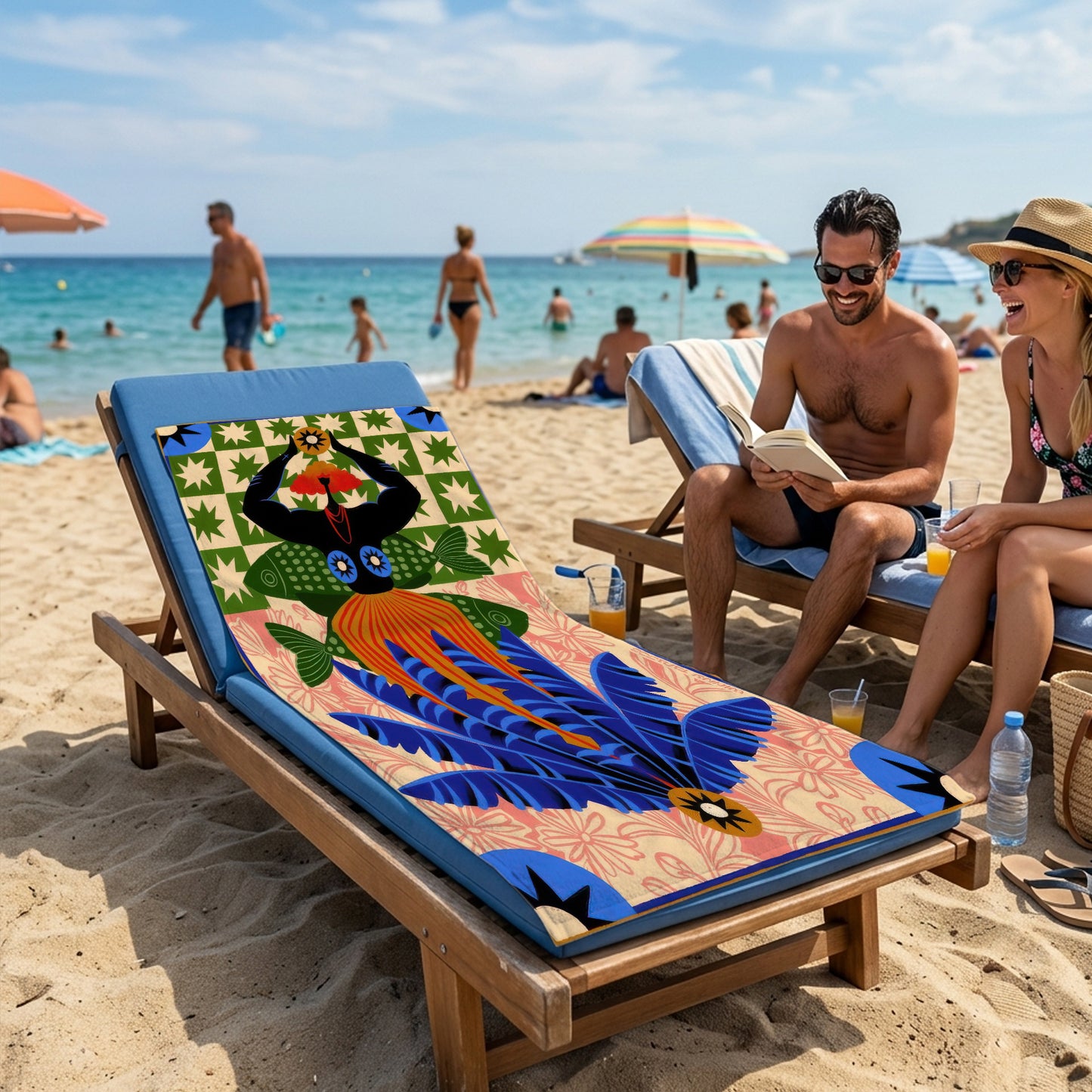 Tropical Mermaid Tile Printed Towel