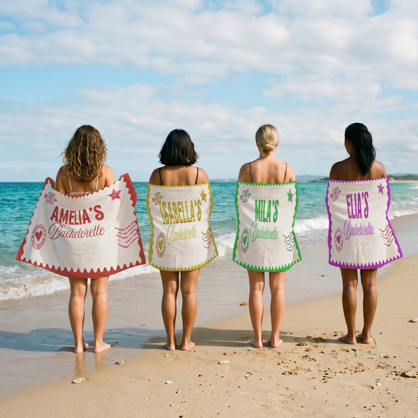 Amelia Bachelorette Postcard Printed Towel