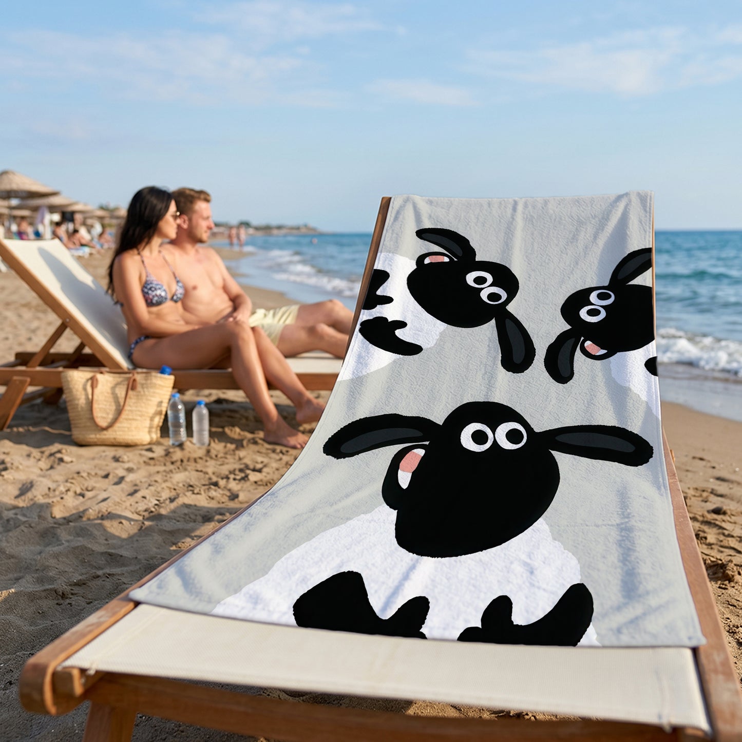 Playful Sheep Pattern Printed Towel