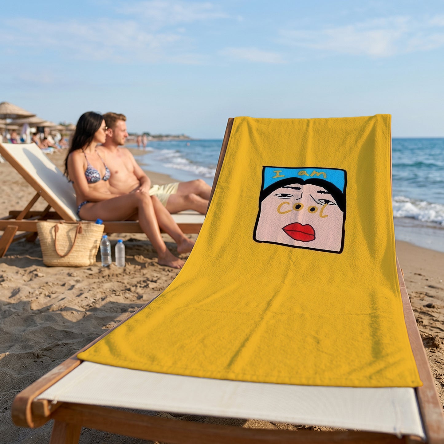 Yellow Selfie Portrait Printed Towel