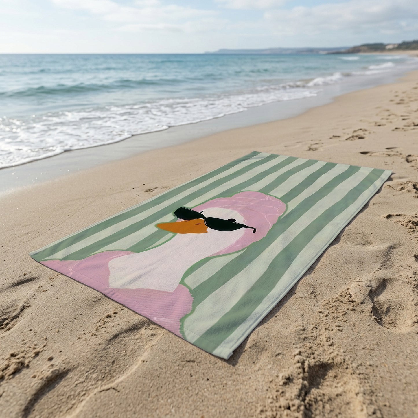 Cool Duck Sage Stripe Printed Towel