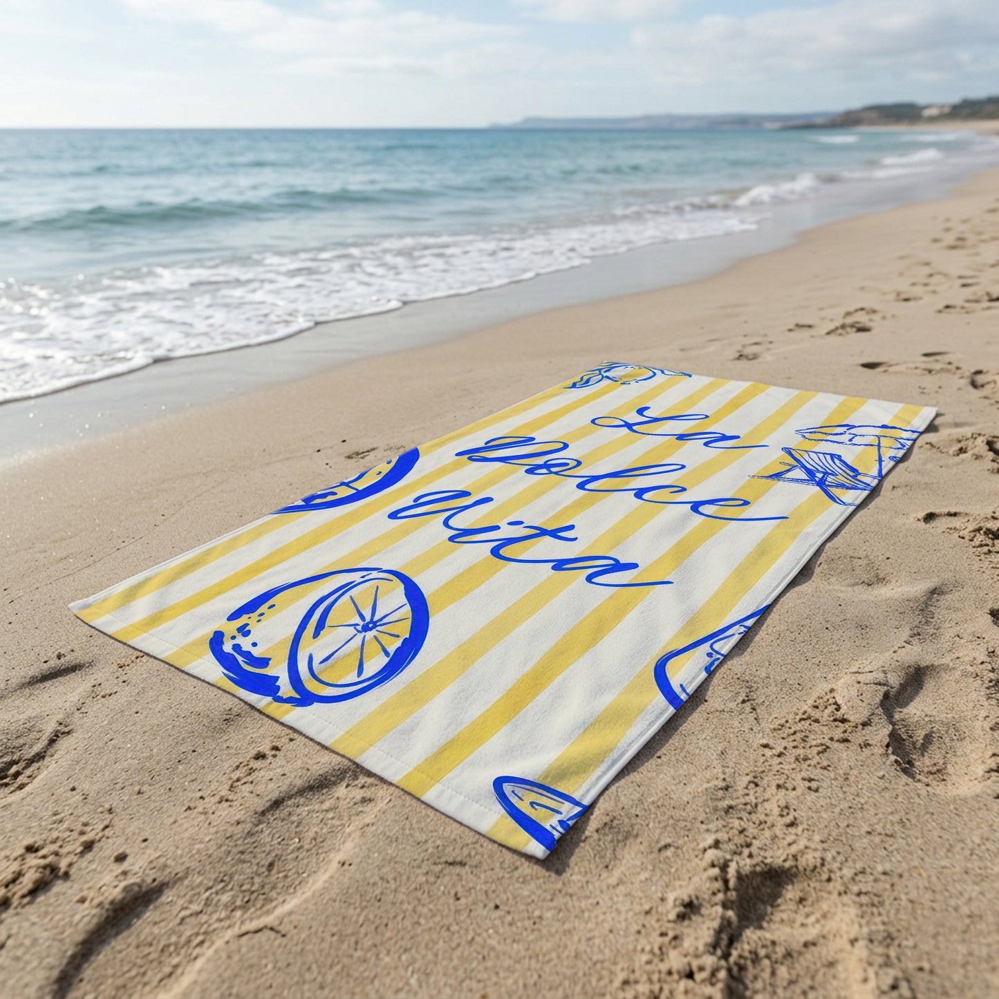 La Dolce Vita Lemon Stripe Printed Towel