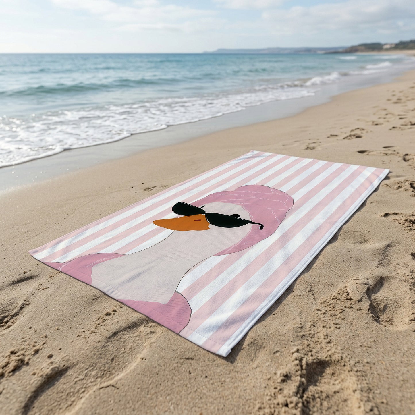 Spa Duck Pink Stripe Printed Towel