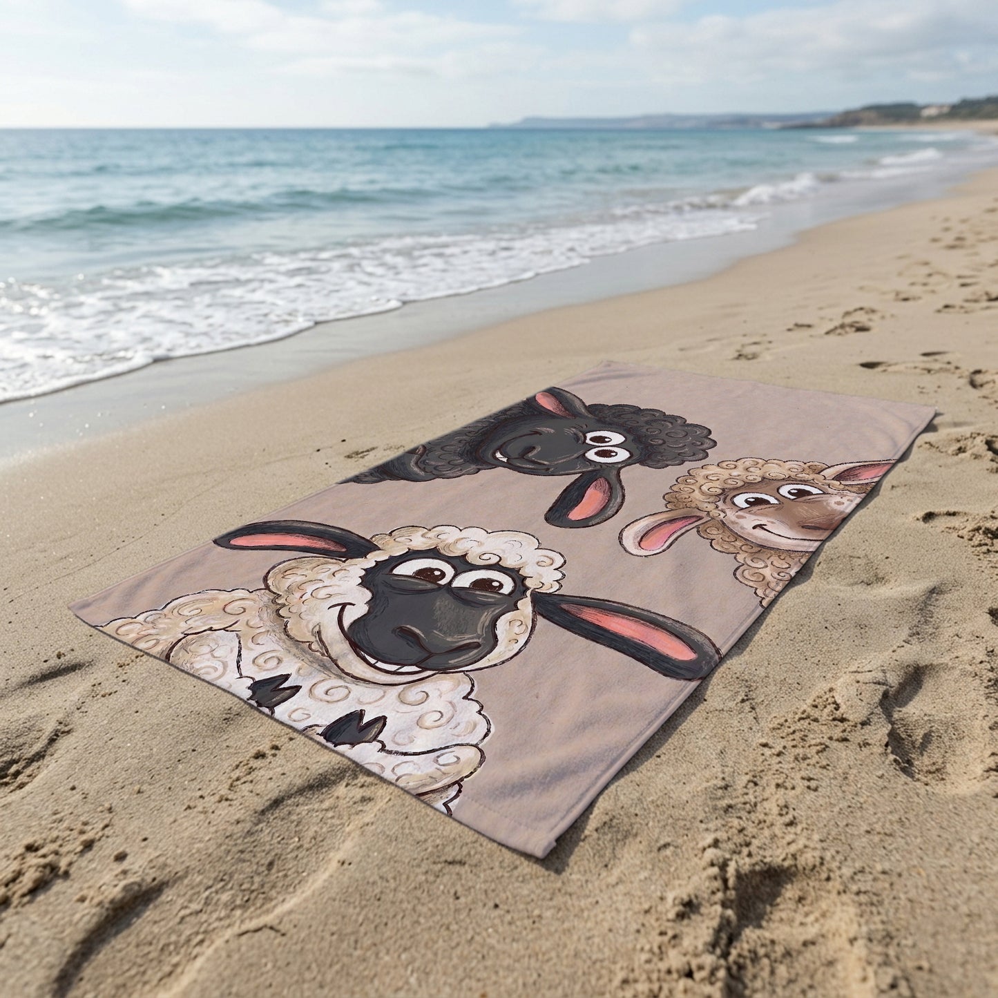 Funny Sheep Friends Printed Towel