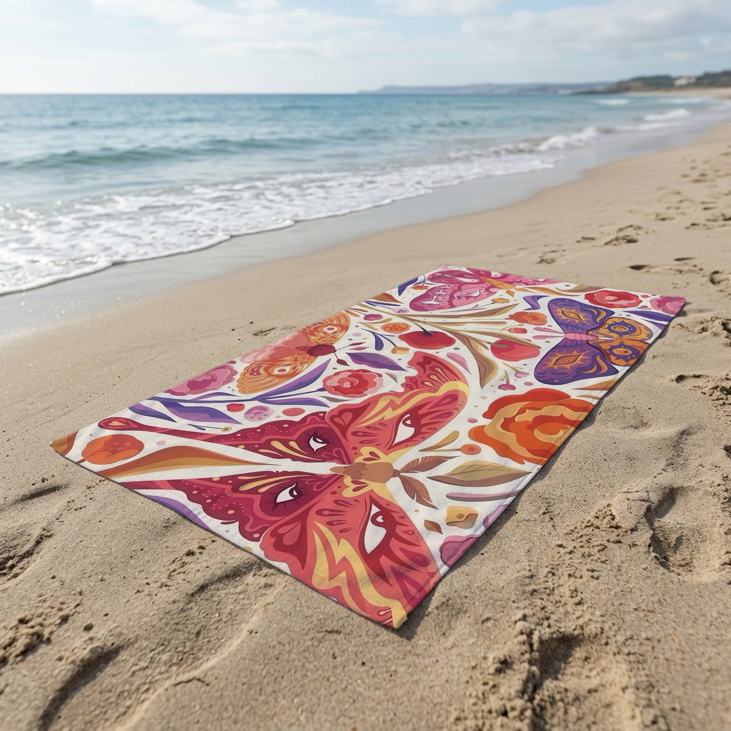 Colorful Butterfly Garden Printed Towel