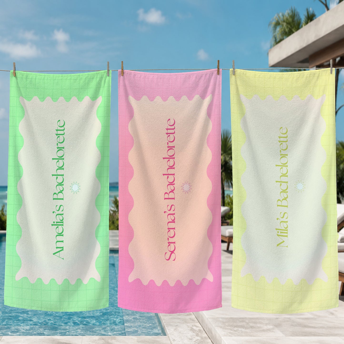 Serena Bachelorette Pink Frame Printed Towel