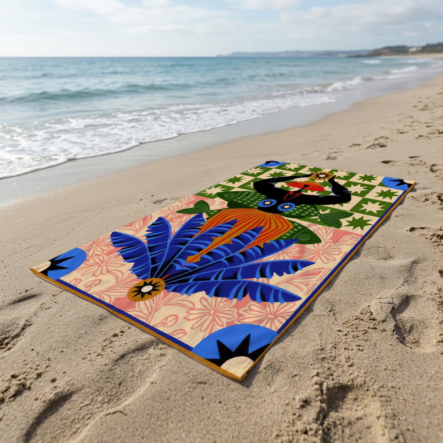 Tropical Mermaid Tile Printed Towel