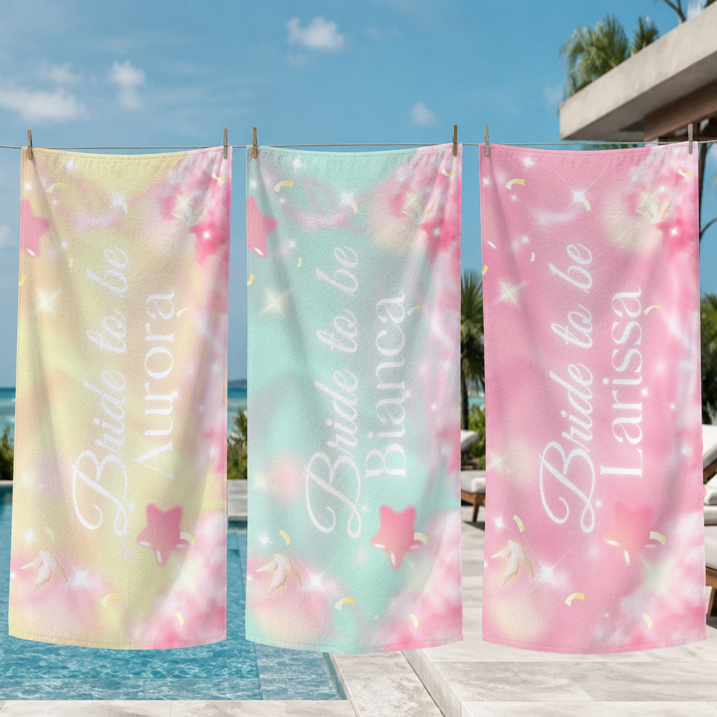 Bride To Be Pink Sky Printed Towel