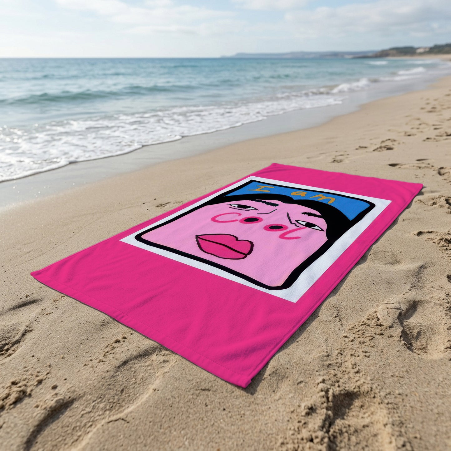 Pink Selfie Portrait Printed Towel