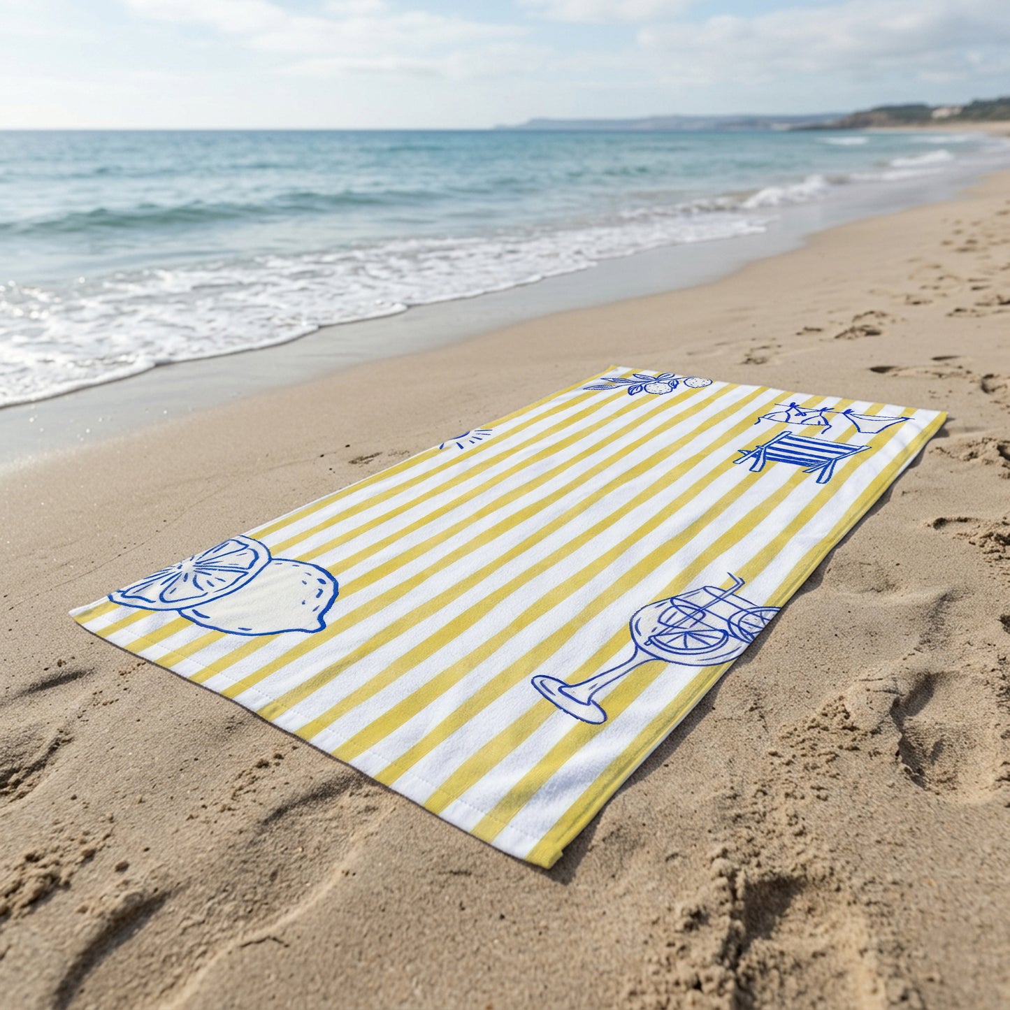 Yellow Dolce Vita Stripe Printed Towel