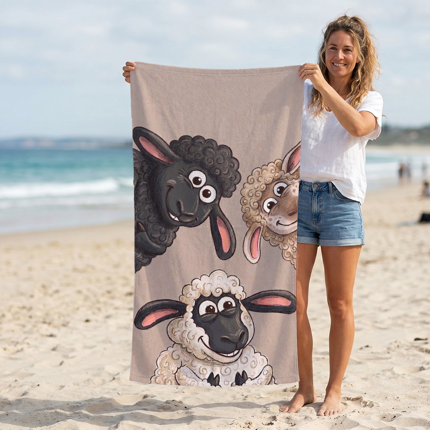 Funny Sheep Friends Printed Towel