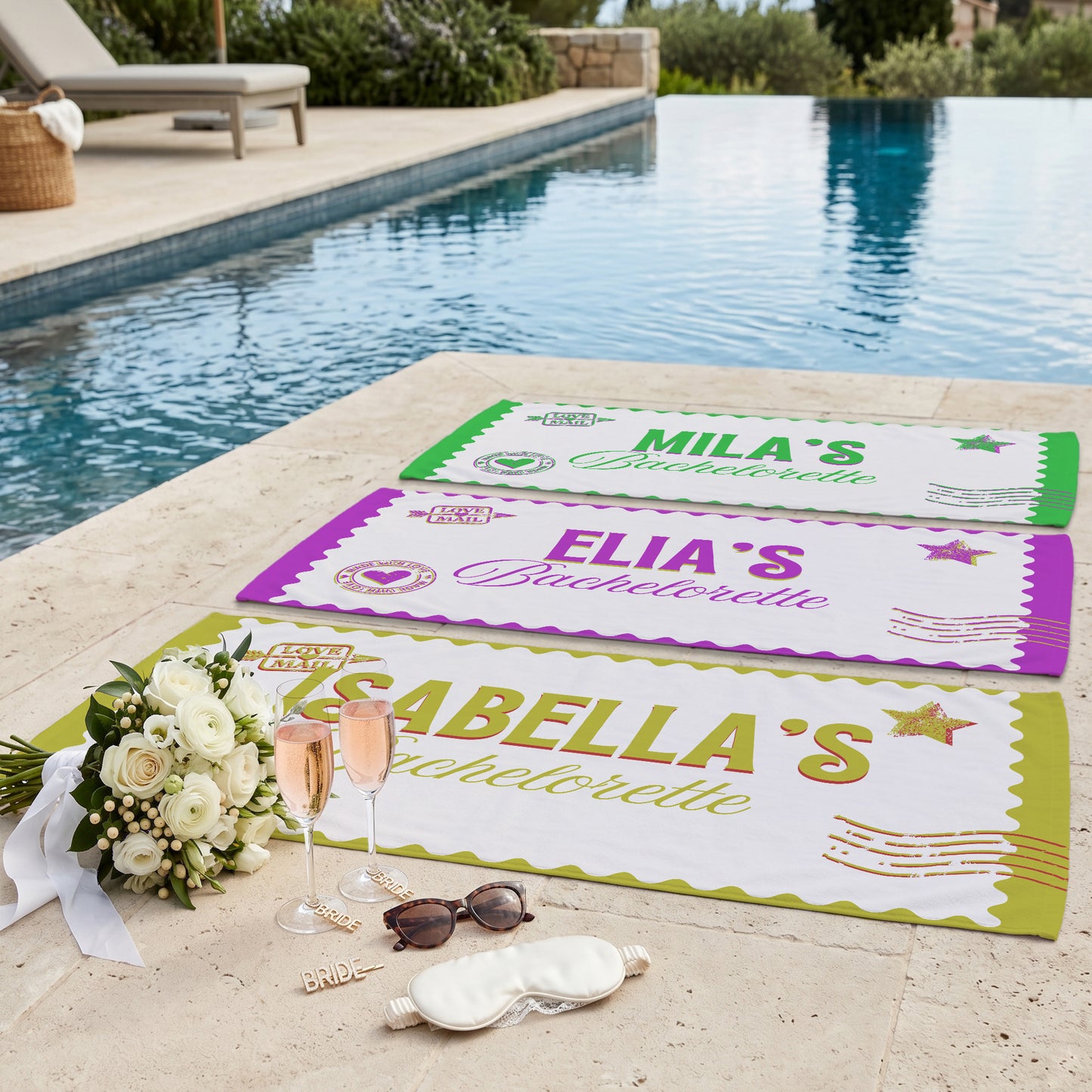 Amelia Bachelorette Postcard Printed Towel