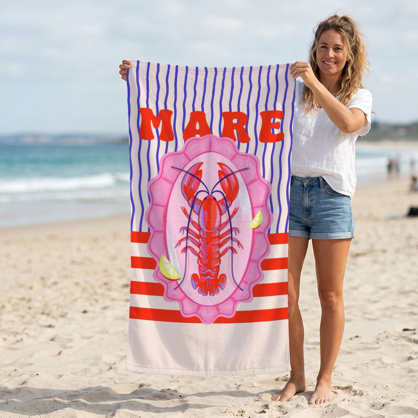 Mare Lobster Stripe Printed Towel