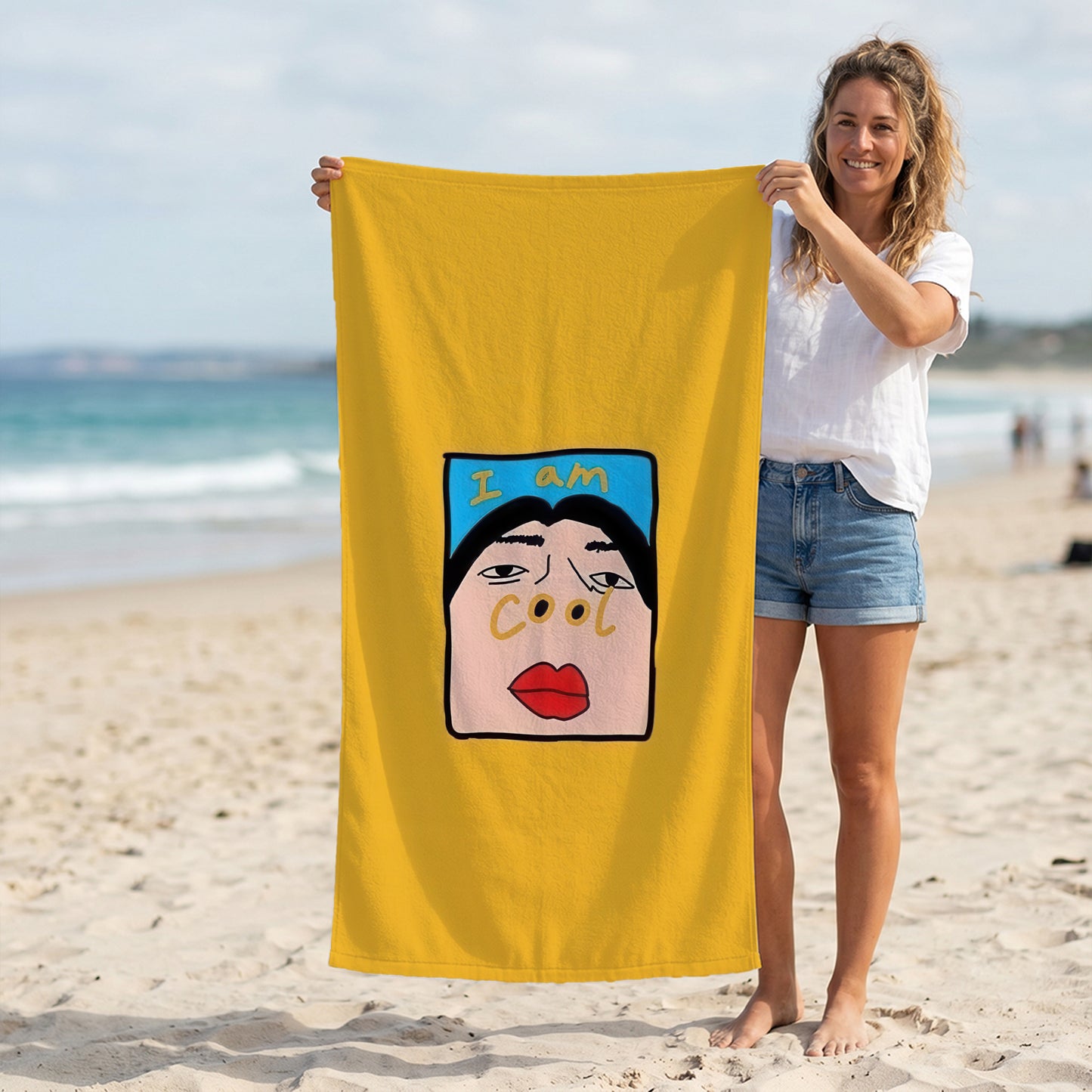 Yellow Selfie Portrait Printed Towel