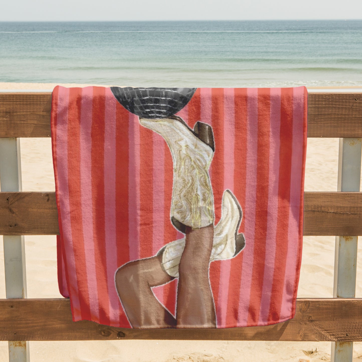 Red Disco Ball Stripe Printed Towel