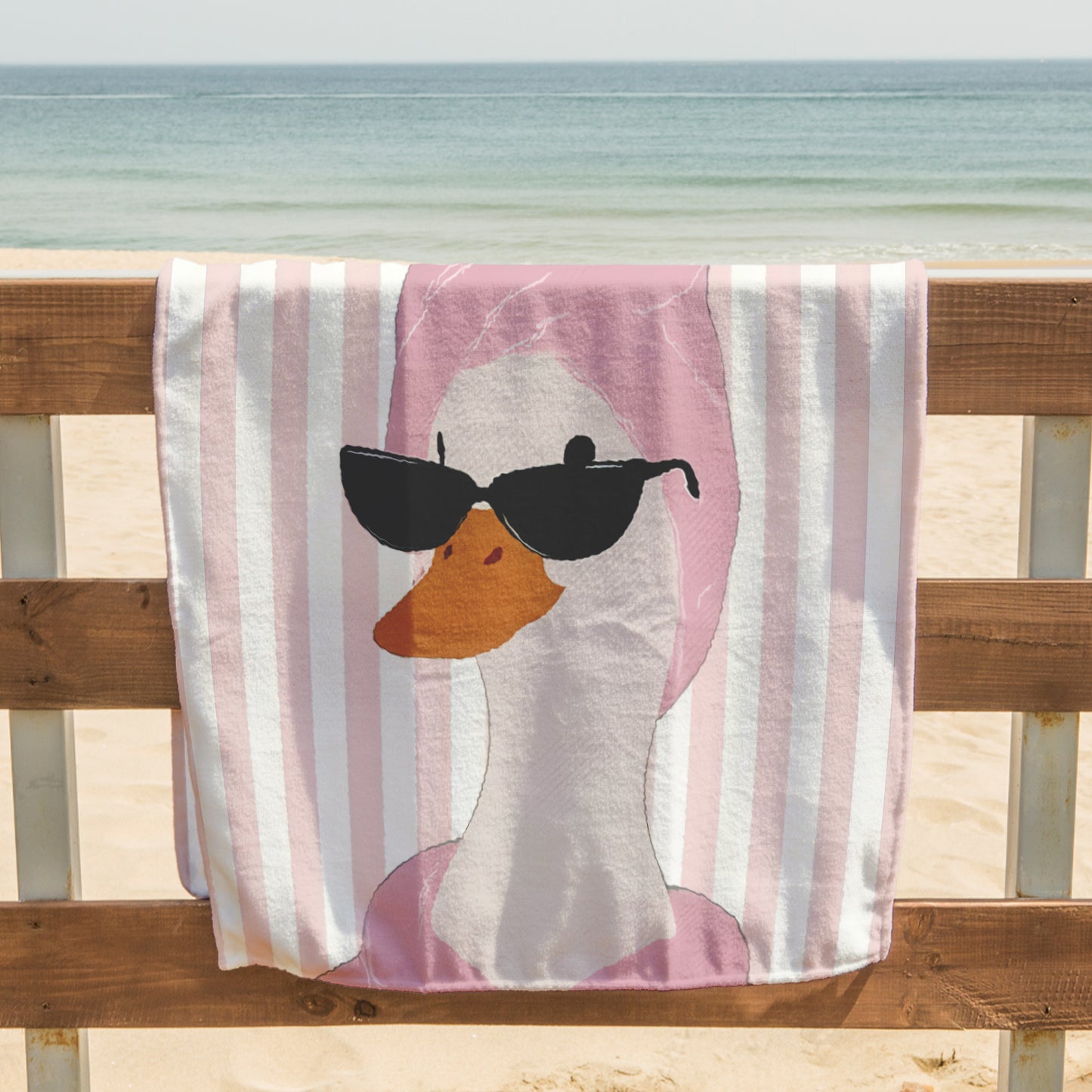 Spa Duck Pink Stripe Printed Towel