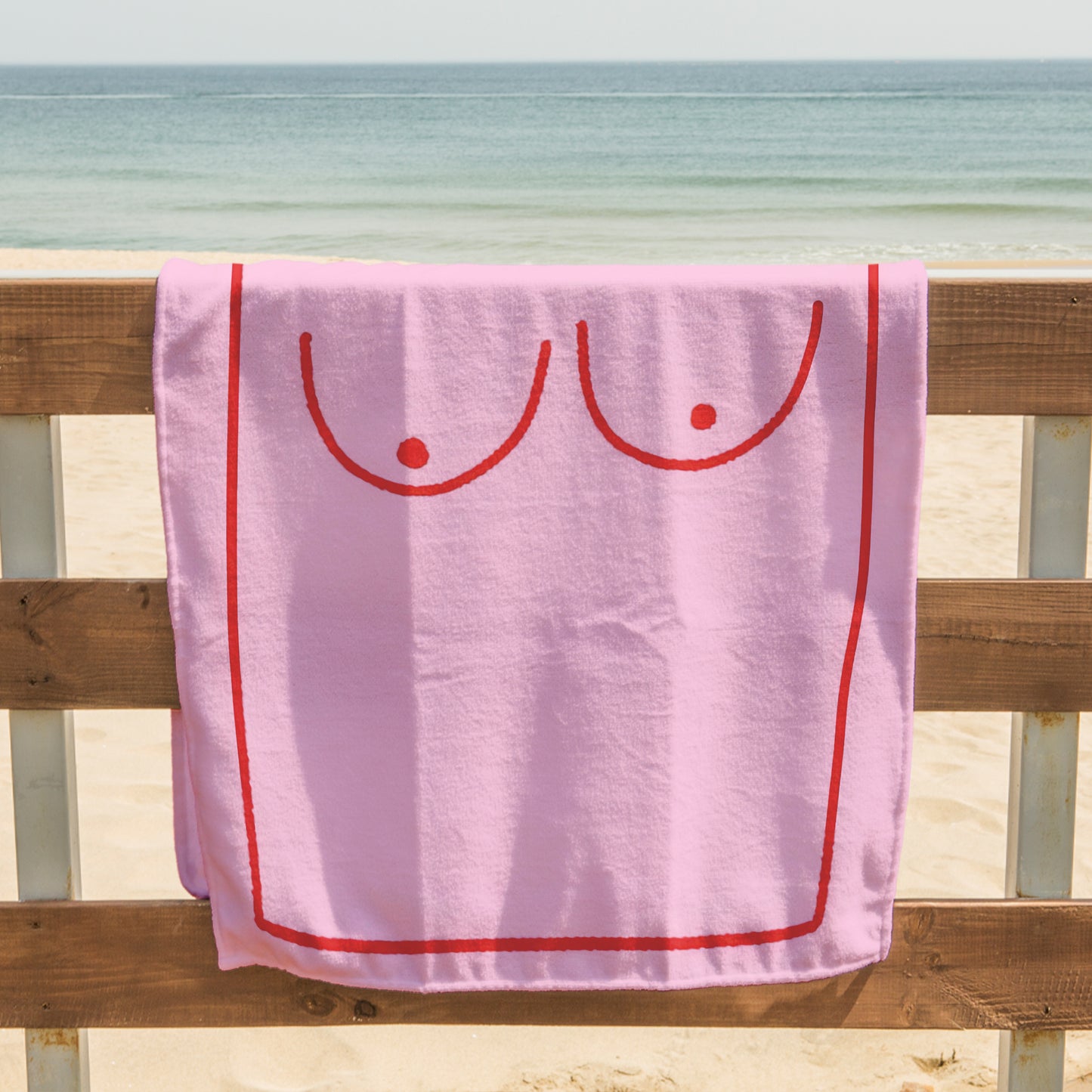 Pink Minimal Body Line Art Printed Towel