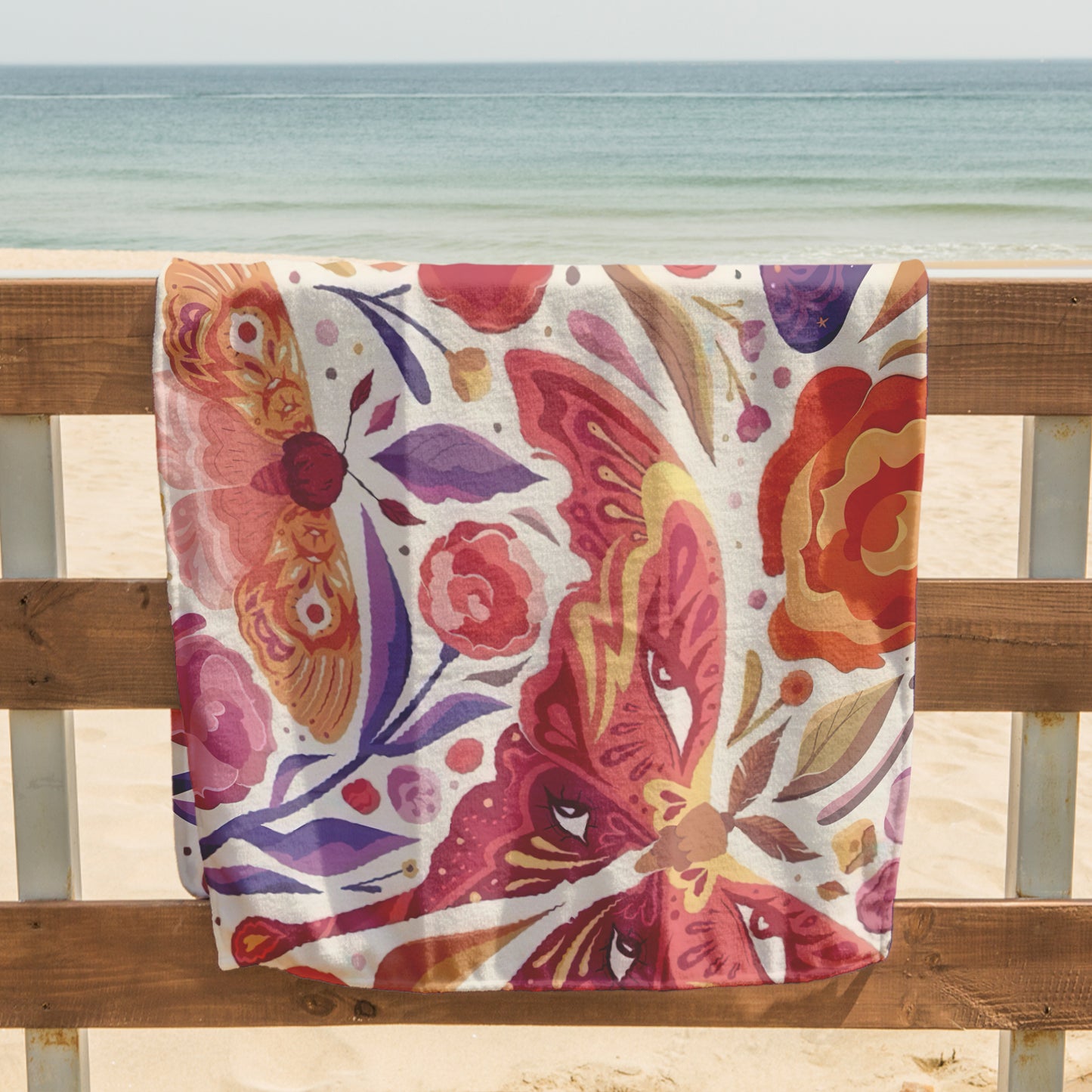 Colorful Butterfly Garden Printed Towel